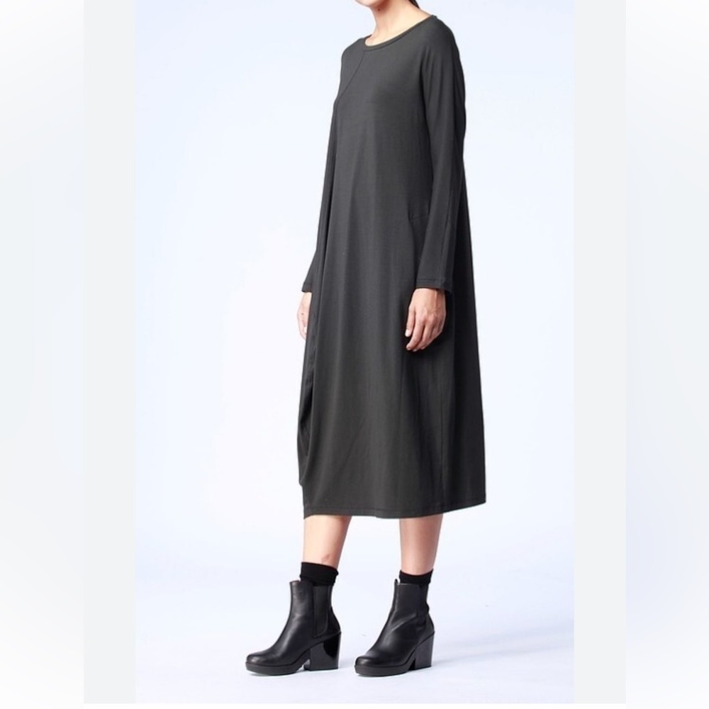 OSKA Dark Gray Lagenlook Stretch Comfort Long Sleeve Midi Size 3 Womens 10/12